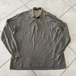 Ermenegildo Zegna Sweater Mens S 48 Brown Collared Long Sleeve Itay Designer